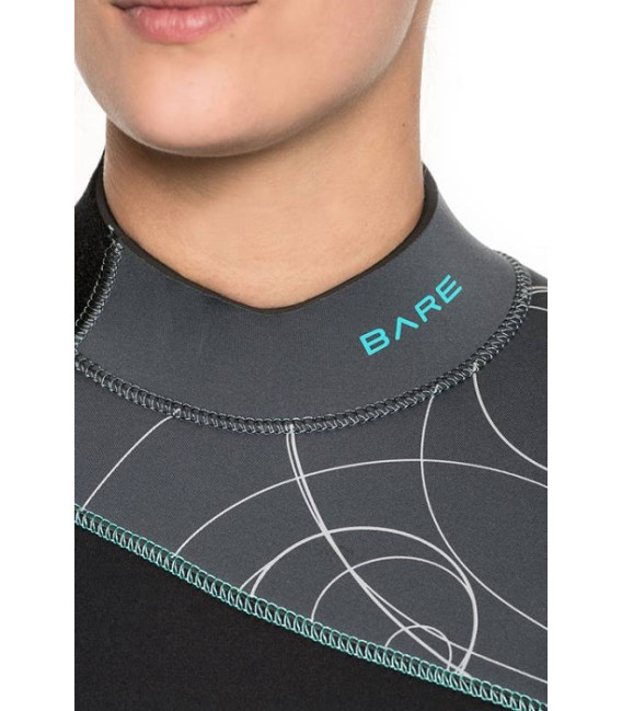 Мокрый женский гидрокостюм Bare Elatel Full 5 mm черно-серый