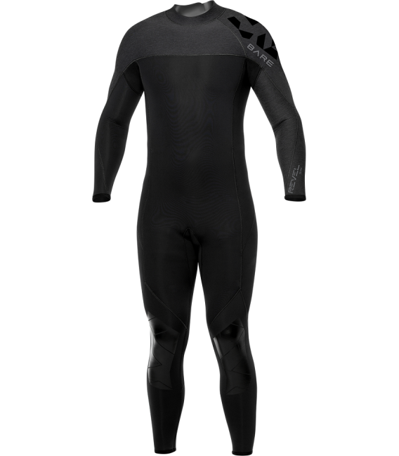 Мокрый мужской гидрокостюм Bare Revel Full 3-2 mm черно-серый